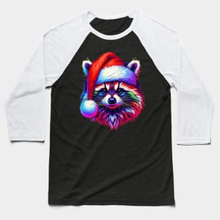 Festive Raccoon in Santa Hat Baseball T-Shirt